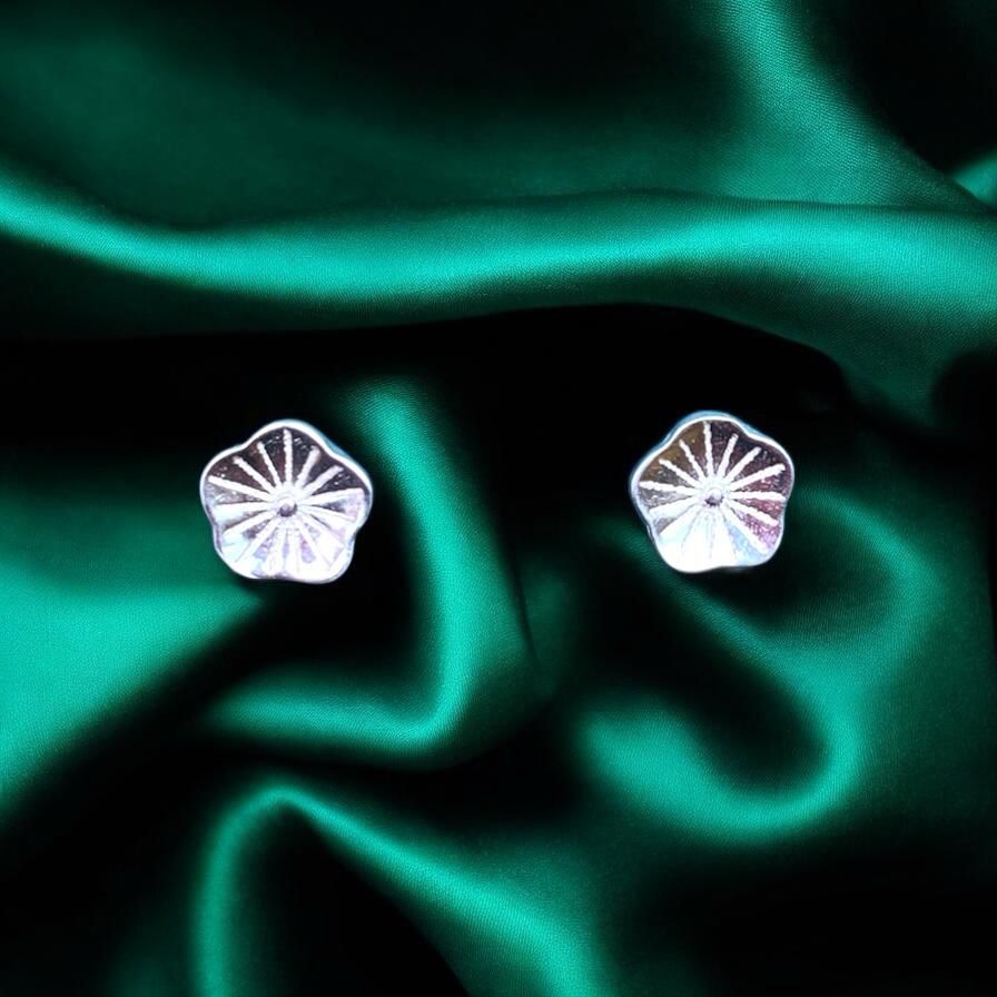 Tiny Silver Flower Studs