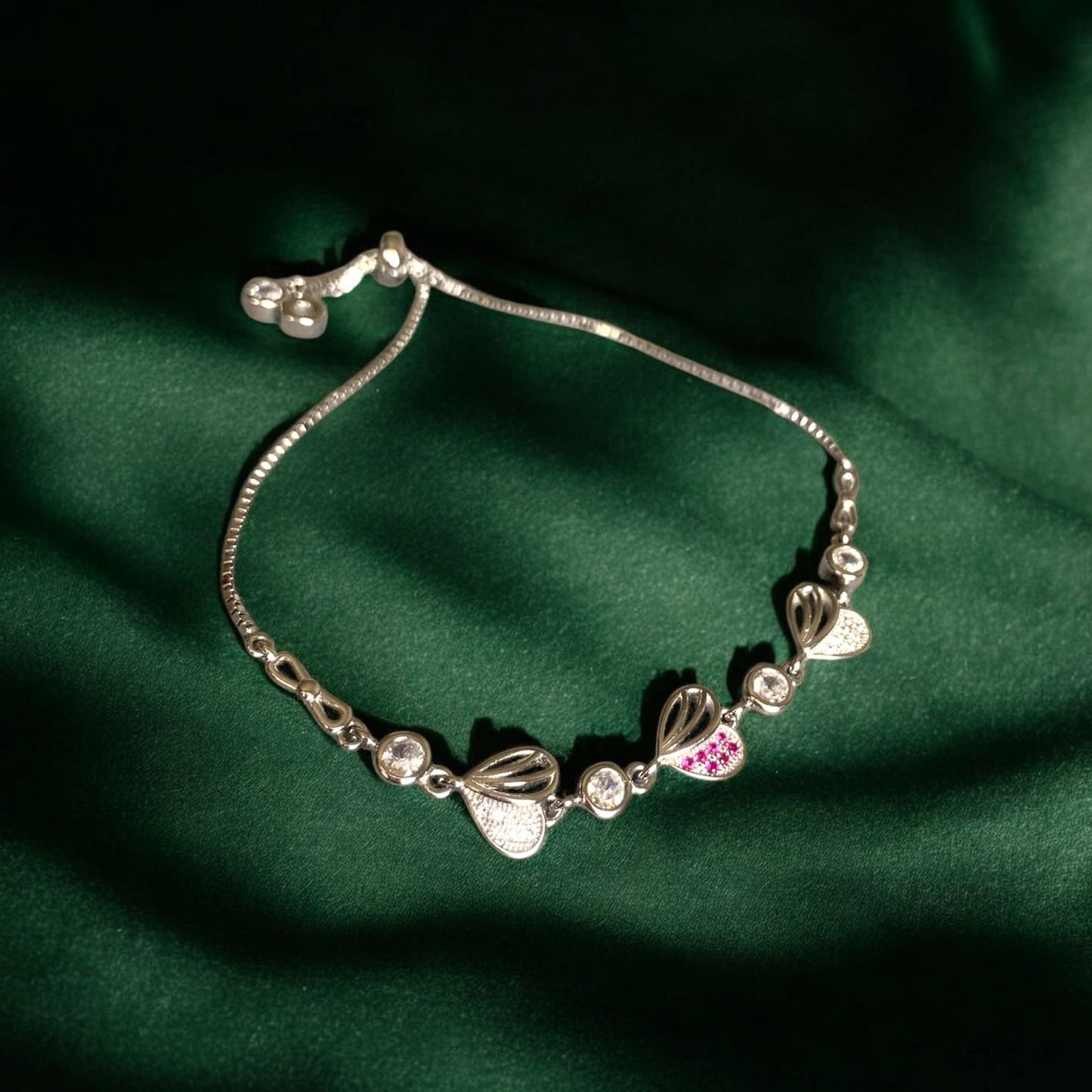 Heart-Shaped Sterling Silver Zirconia Bracelet – Sparkling Love