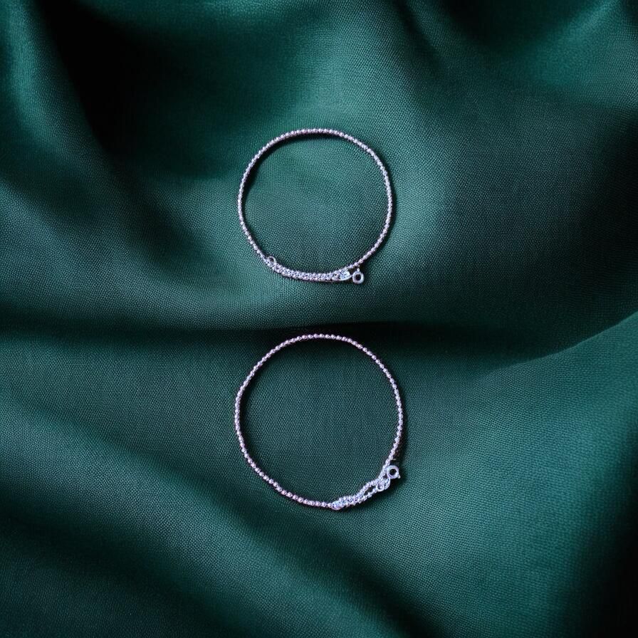 Beaded Silver Anklet Pair