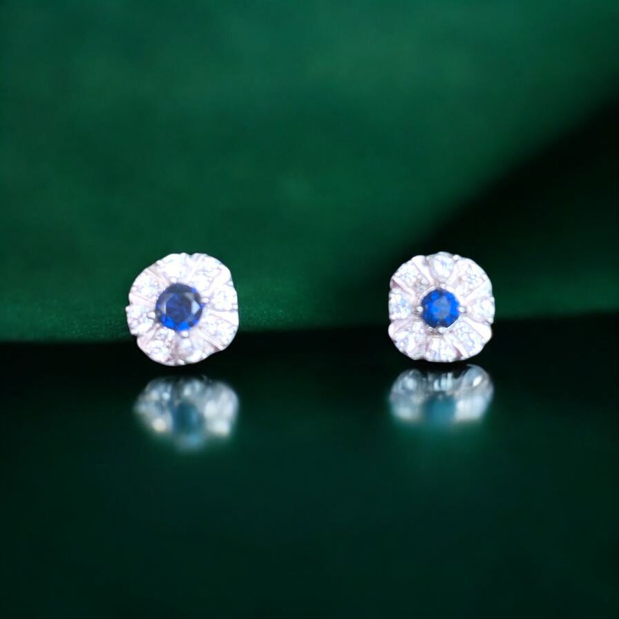 Silver Blue Stone Studs