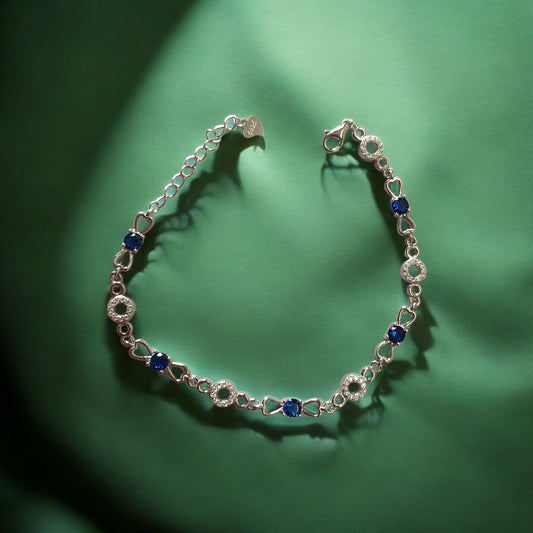 92.5 Sterling Silver Bracelet with Blue Stone